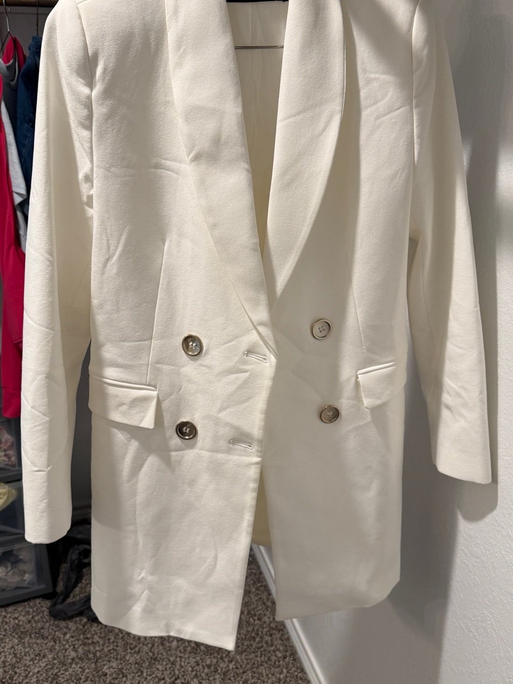Zara Off-White Double-Breasted Blazer